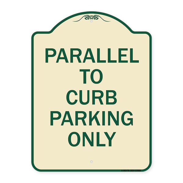 Parallel to Curb Parking Only Heavy-Gauge Aluminum Architectural Sign, 24" x 18", TG-1824-23502